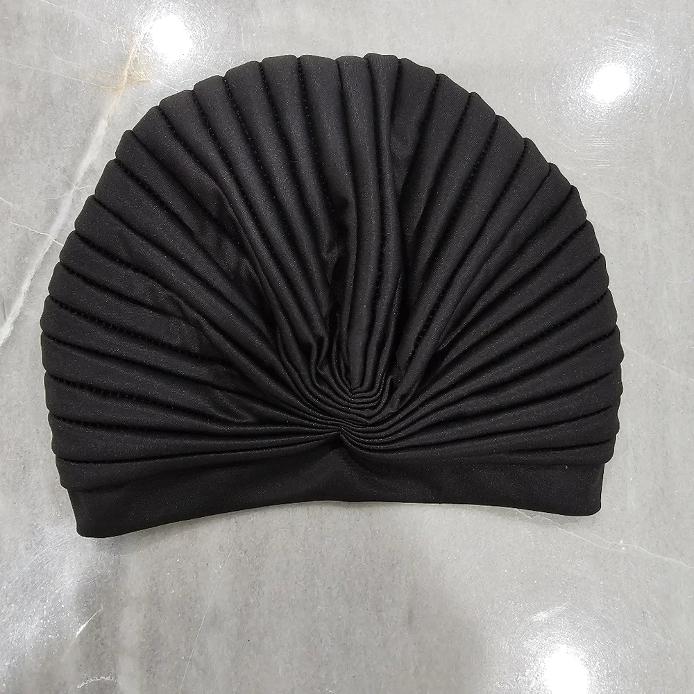 NWT Black Pleated Stretch Turban Hat‎ Beanie